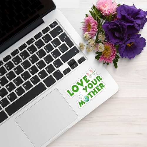 Image of Love Your Mother Vinyl Waterproof Sticker Decal with Earth Design for Laptop Water Bottle Sticker 5 Inch