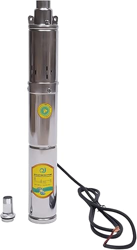 Solar Poered Water Pump Submersible Deep Well Pump Stainless Steel Screw Pump, 213ft High Lift 8.8GPM High Flow,DC 24V 370W,for Agricultural