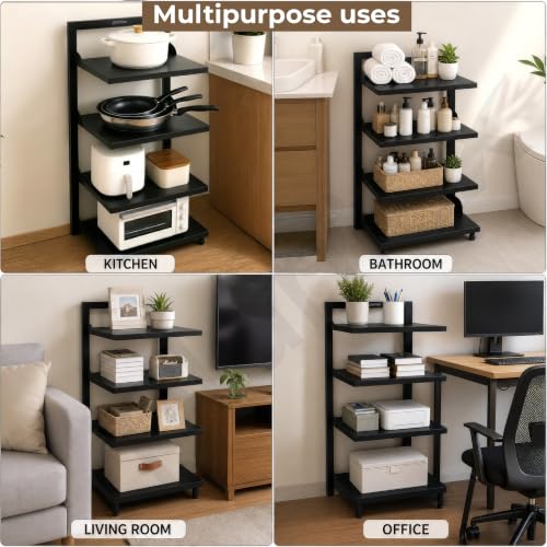Image of Plantex Shelf Storage Rack /GI Steel Storage Organizer /4 Tier Shelf Rack for Home - Pack of 1 (Black)