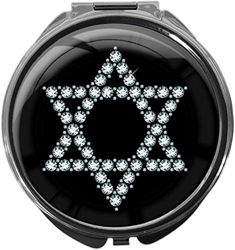 Preisvergleich Produktbild metALUm Pillendose mit Spiegel rund Metall 3 Fächer DAVIDSTERN #1101