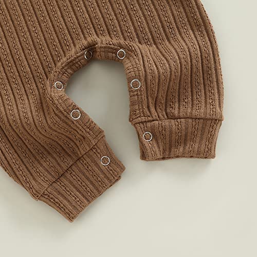 Ynibbim Unisex Newborn Baby Boy Girl Ribbed Romper Solid Color Knit Jumpsuit Infant Fall Winter One-Piece Outfit thumb #5
