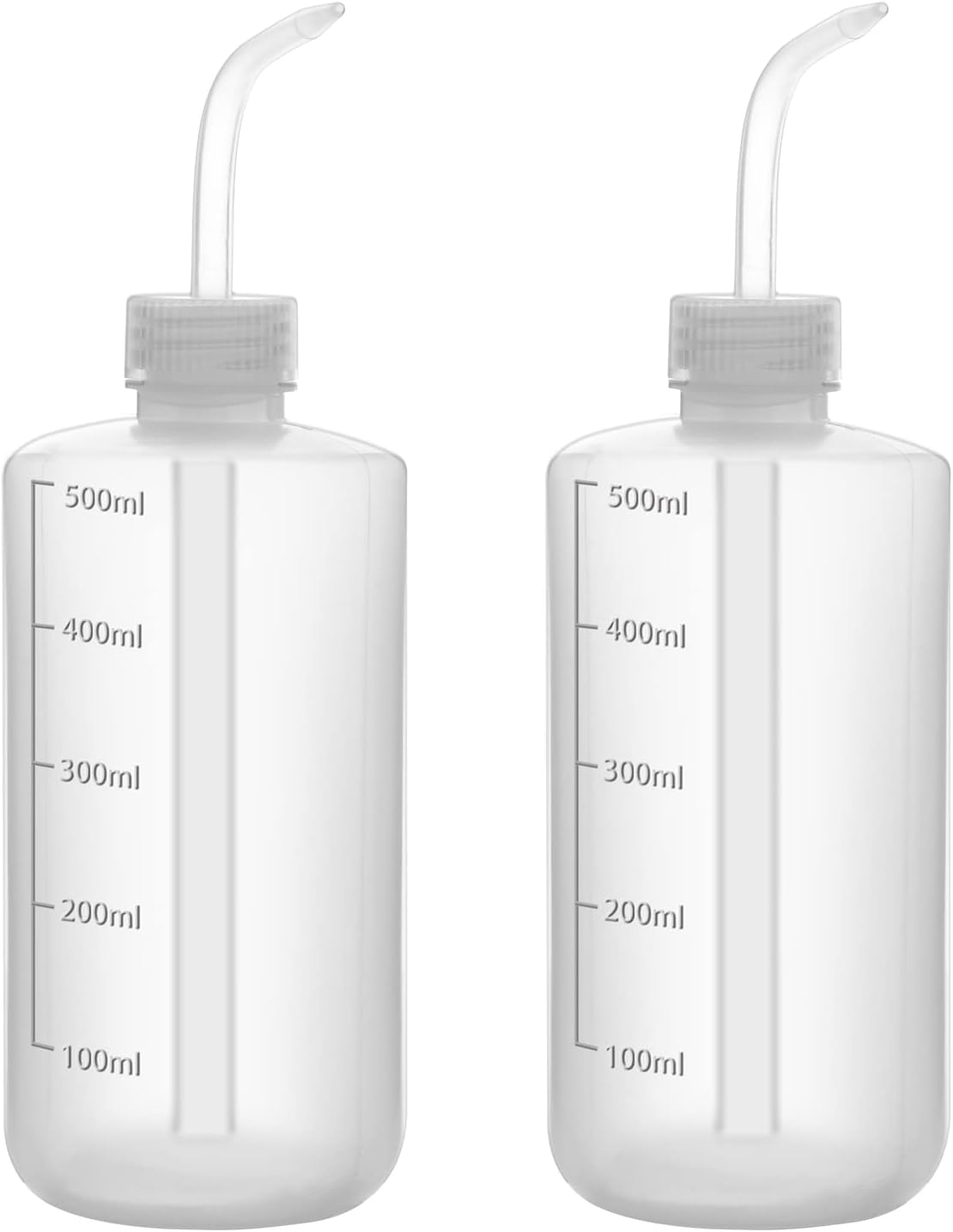 FunChem Chemical Wash Bottle, 2-Pack Plastic Lab Squeeze Washing Bottle with Clear Graduations, LDPE, Narrow Mouth (500 mL)