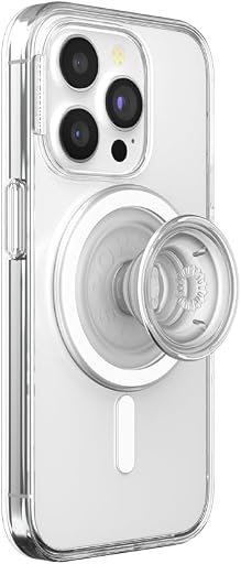 PopSockets iPhone 15 Pro Phone Case with MagSafe- Clear | Magnetic, Wireless Charging, Camera & Drop Protection, Clear, Translucent, iPad, Removable, Popper