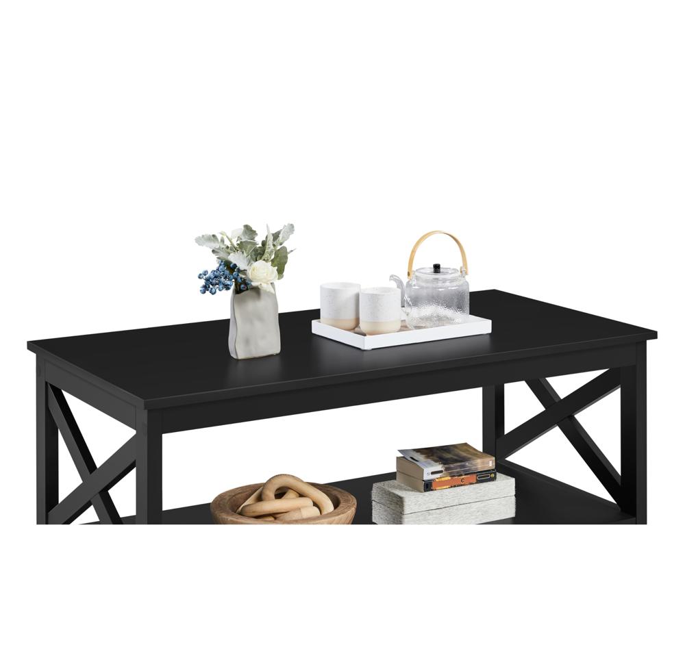 Amazon.com: Yaheetech Wood 2-Tier Black Coffee Table with Storage