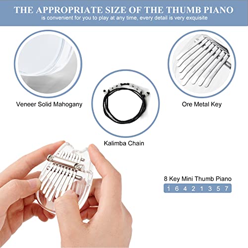 VIVP-8-Keys-Mini-Kalimba-Thumb-Piano-Crystal-Clear-Acrylic-Finger-Piano-Portable-Marimba-Musical-Handmade-Instruments-with-Lanyard-Chain-Good-Accessory-Pendant-Easter-Gifts-Easy-to-Learn