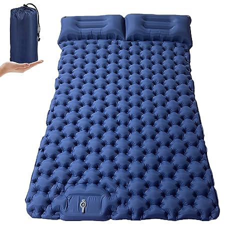 Self inflating 2 person outdoor camping sleeping mattress with pedal air pump and built in camping pillow 2 person outdoor camping bed light and portable, suitable for outdoor hiking and camping