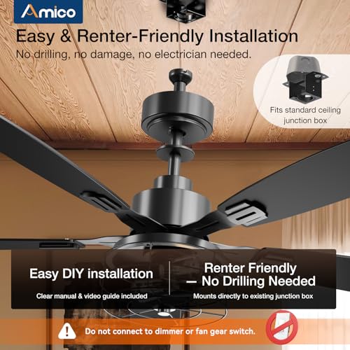Amico 52 Inch Farmhouse Caged Ceiling Fans with Lights and Remote, Black by Amico - Used condition - Image 9