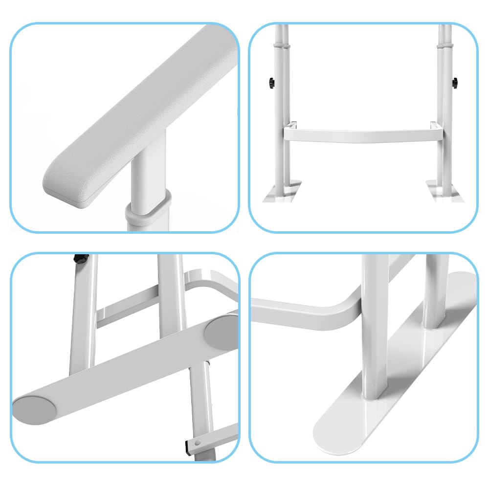 Maniglione WC Regolabile Omnidirezionale - Supporto Sicurezza Fisso con Braccioli，Telaio in Alluminio da Terra per Anziani & Disabili (L)