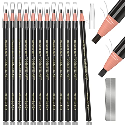 12-Piece-Black-Colour-Waterproof-Eyebrows-Pencil-Tattoo-Makeup-And-Microblading-Supplies-Kit-Permanent-Eye-Brow-Liners-In-Waterproof-Eyebrow-Pencils-Peel-Brow-Pencil-Set-For-Marking12-Pcs