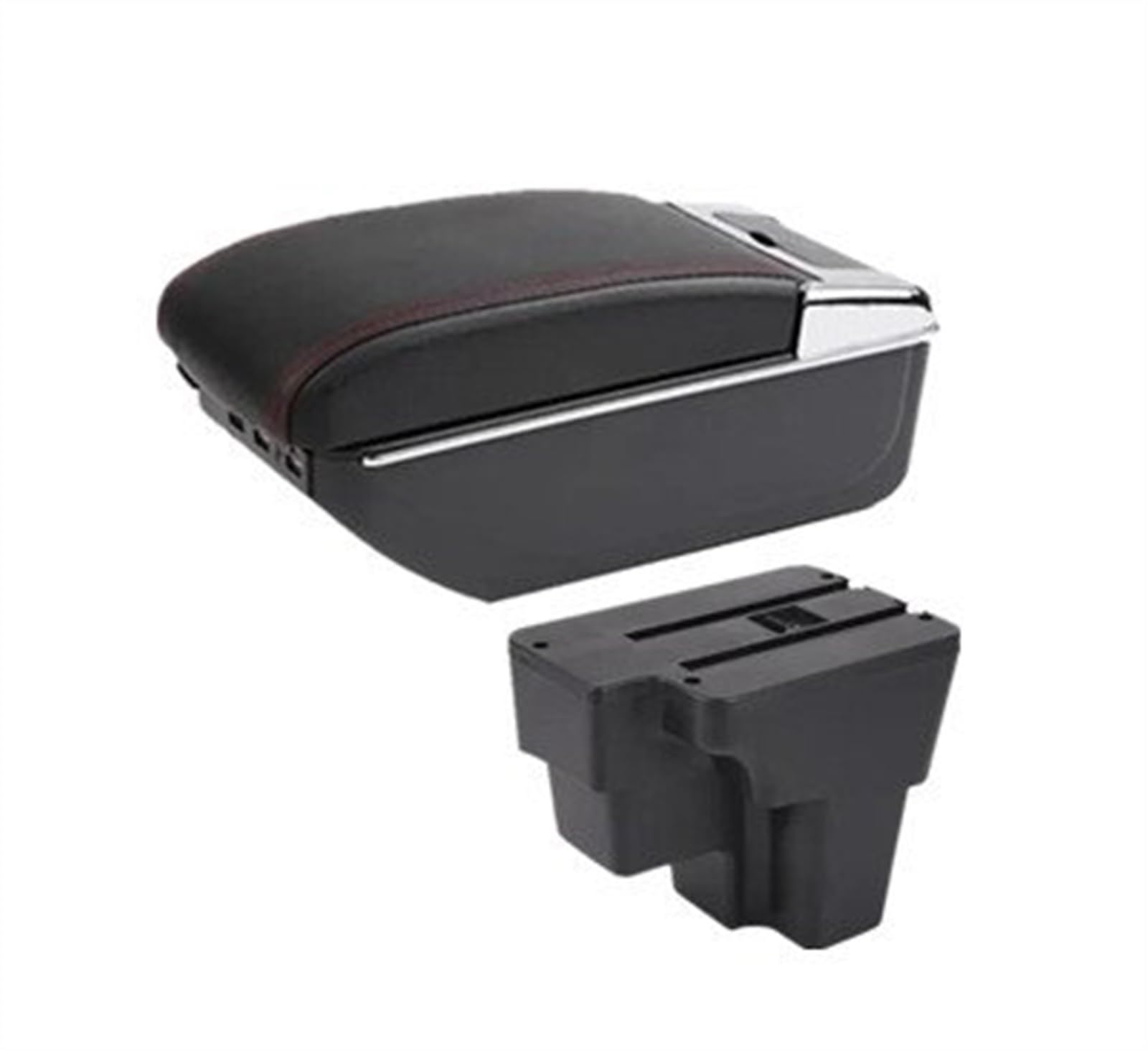 NOHEEU Car Armrest Special Storage Box Modification Parts Europe South For RIO For STONIC 2015-2023(C red line 7USB)