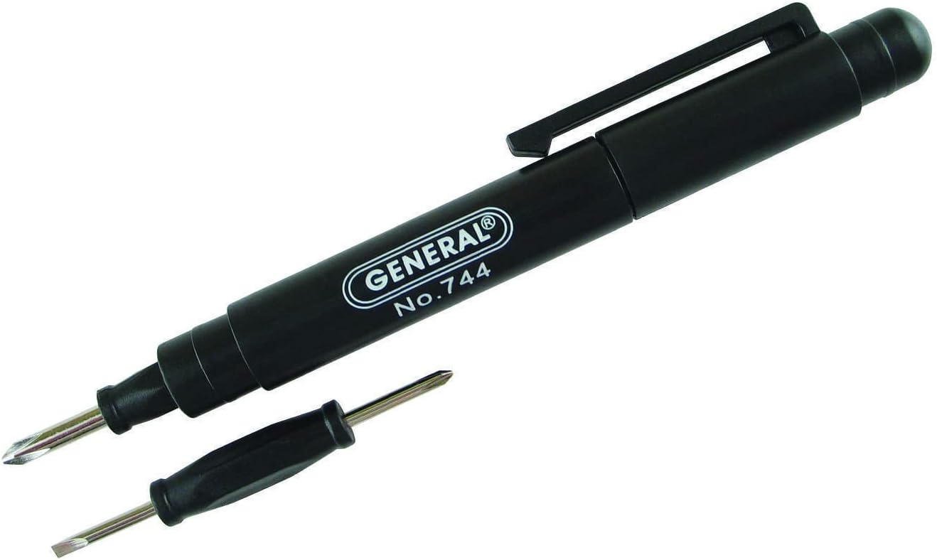 General Tools 744 Pocket 4-in-1 Mini Screwdriver , Black