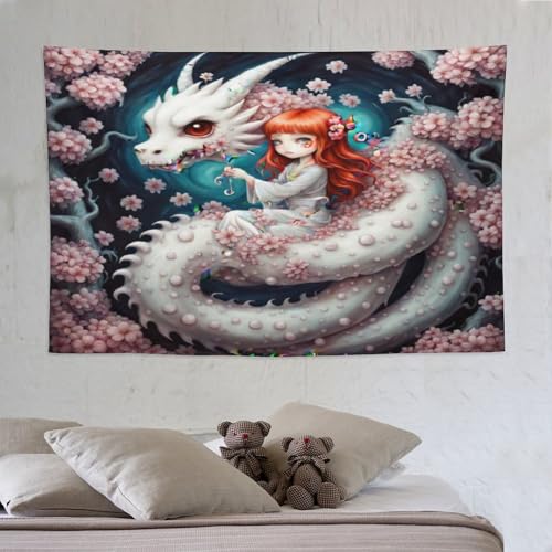 Tapisserie murale dragon en tissu ultra doux tenture de décoration murale 150x230cm
