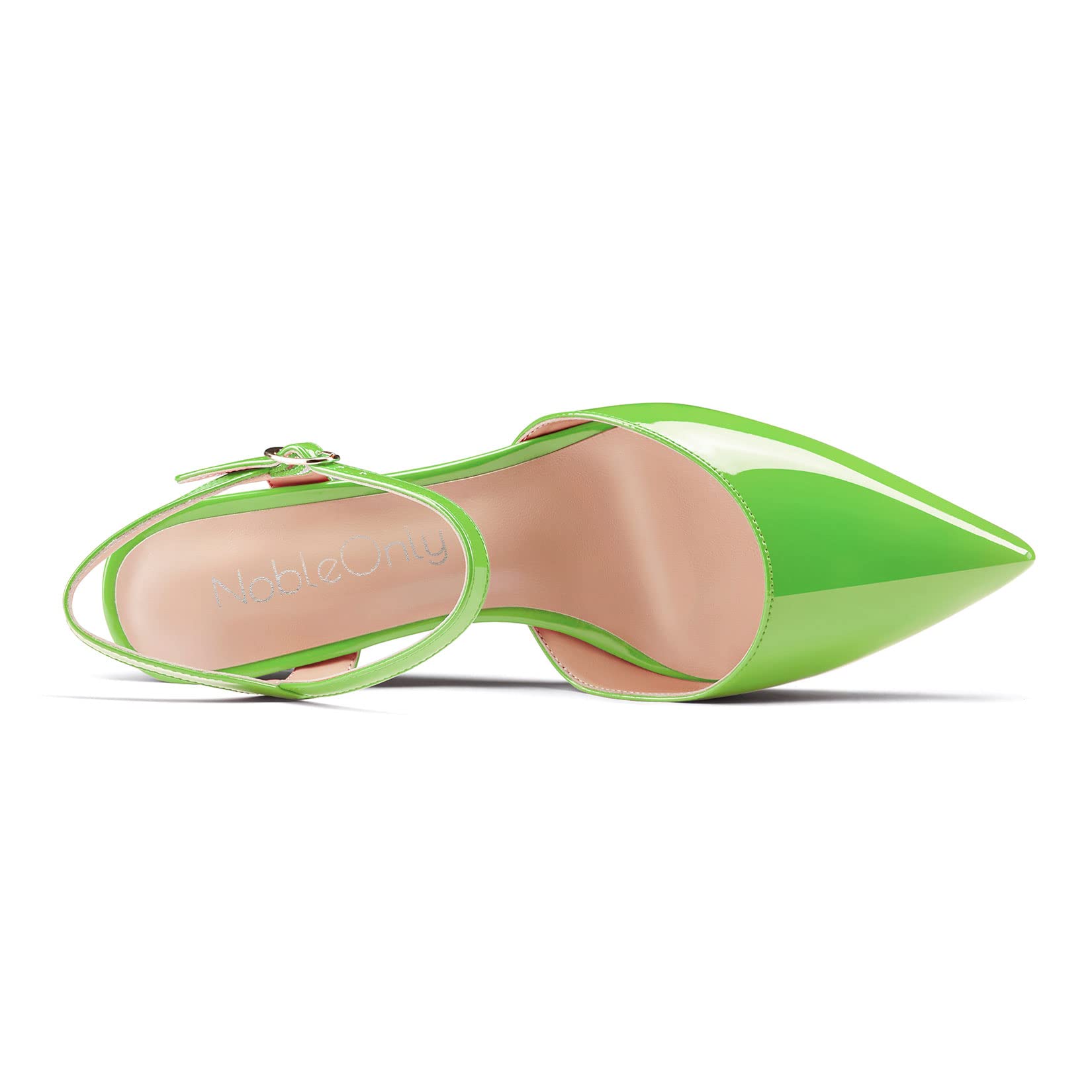 NobleOnly Mujer Bajos cuña esparto Heel Puntiaguada Punta Correa Tobillo Pumps Slingback Clásico Oficina Cute Sandalias 5 CM Heels