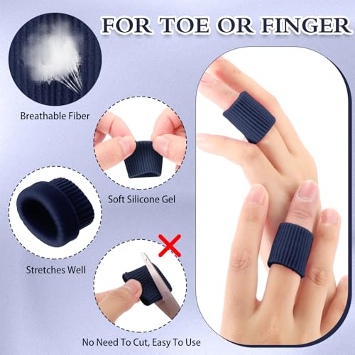 Image of Blulu 24 Pieces Toe Tubes 0.98 Inches Cushion Tube Corn Pads for Toes Sleeves Soft Gel Protectors for Cushions Corns Blisters Calluses 3 Size(Navy Blue,Assorted Sizes)