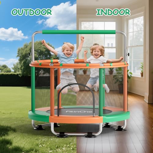 Image of 55 inch Toddler Mini Trampoline for Kids, Indoor Outdoor Toys with Swing, 440lbs Baby Kids Trampoline, Gymnastics Bar, Birthday Gifts for Boy Girl Age 1-8