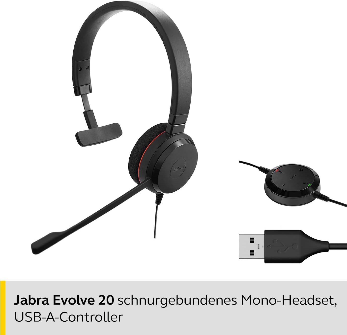 Jabra Evolve 20 UC Mono Wired Headset/Music Headphones (Renewed)