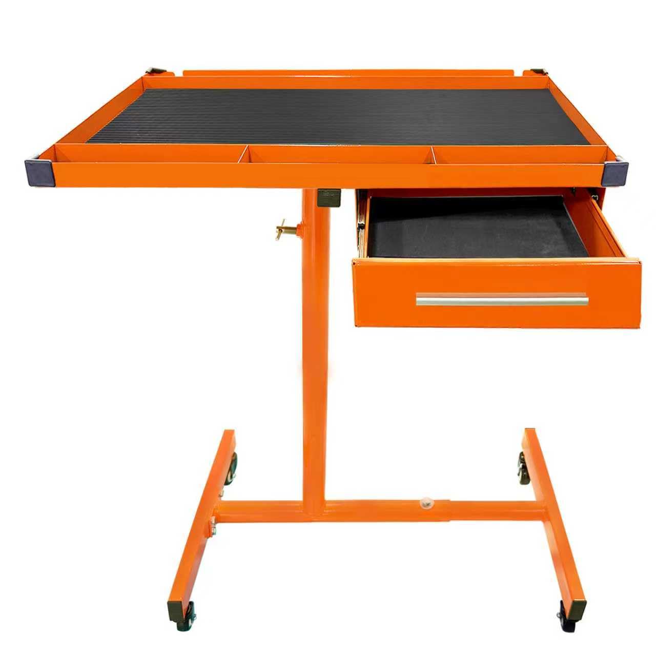 Heavy Duty Adjustable Work Table Bench - 200 lbs Rolling Tool Cart Tear Down Tray with Wheel & Drawer, Hand Tools/Parts Storage Organizer, Rubber