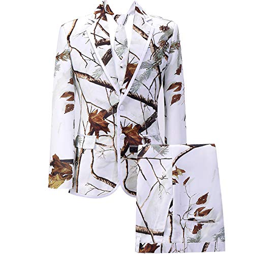 HBDesign Men Collar Edge White Camouflage Dress Suits (Jacket+Vest+Pants+Tie/Bowtie)