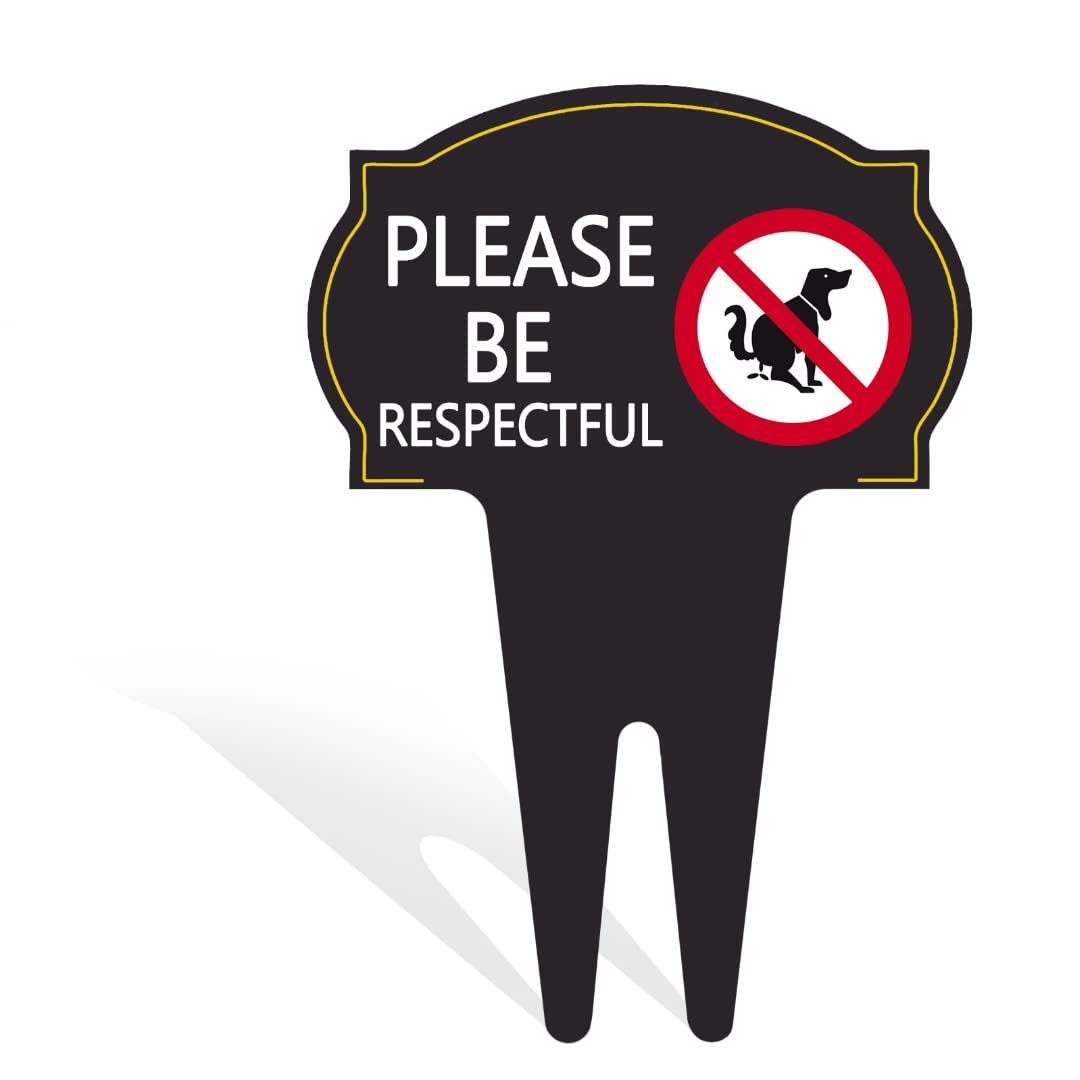 Please Be Respectful Dog Sign Dont Poop in My Yard Sign with Stake Dog Sign - Metal Dog Sign for Yard/Lawn