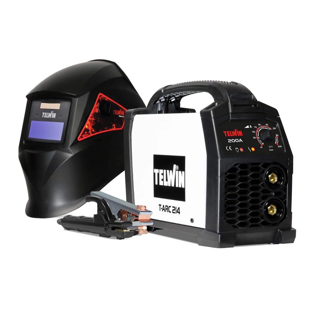 T-Arc 214 Soldadora inverter por Electrodo MMA 200A, con máscara de soldadura tipo casco y accesorios, máquina de soldar portátil compacta y sencilla, para mantenimiento y bricolaje doméstico, 230V