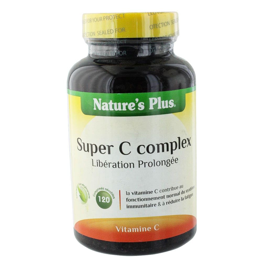 Nature s plus - Super c complex 500 action prolongée - 120 comprimés sécables à croquer - Accélère l