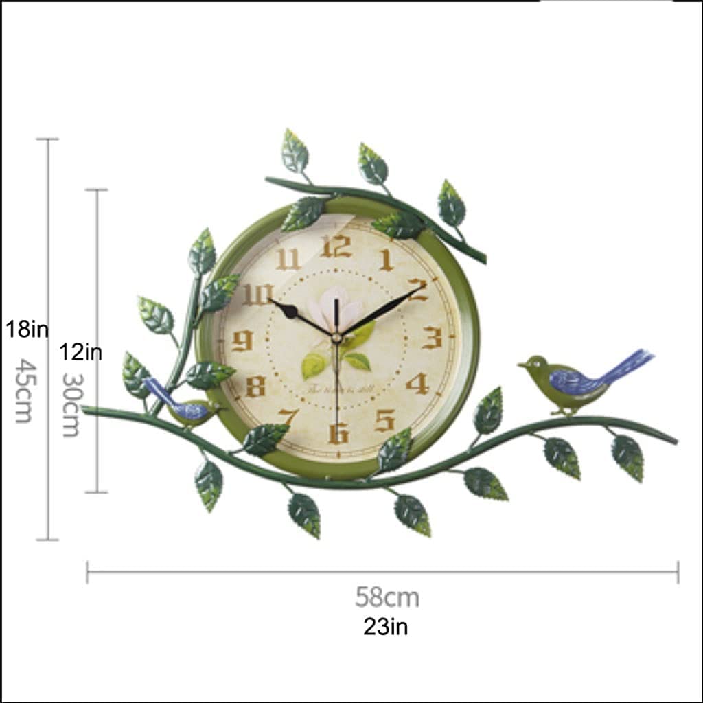 Habiba Geschenk Retro Pastorale Wanduhr mit Metallzeiger, genaue Uhrzeit, Wohnzimmer, dekorative Wanduhr für Arbeitszimmer, Esszimmer, grün Wanduhr