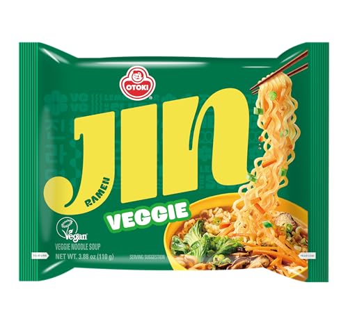 Image of OTOKI Jin Ramen Korean-Style Instant Noodles Veggie Flavor 110g, Pack of 4 (440g) | Veg & Authentic Korean Ramen Noodle | The Product of Korea