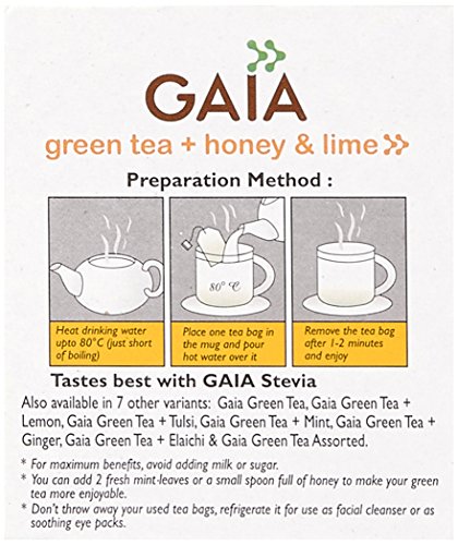 Image of Gaia Green Tea Honey & Lime 25 tea bags (Pack of 3)