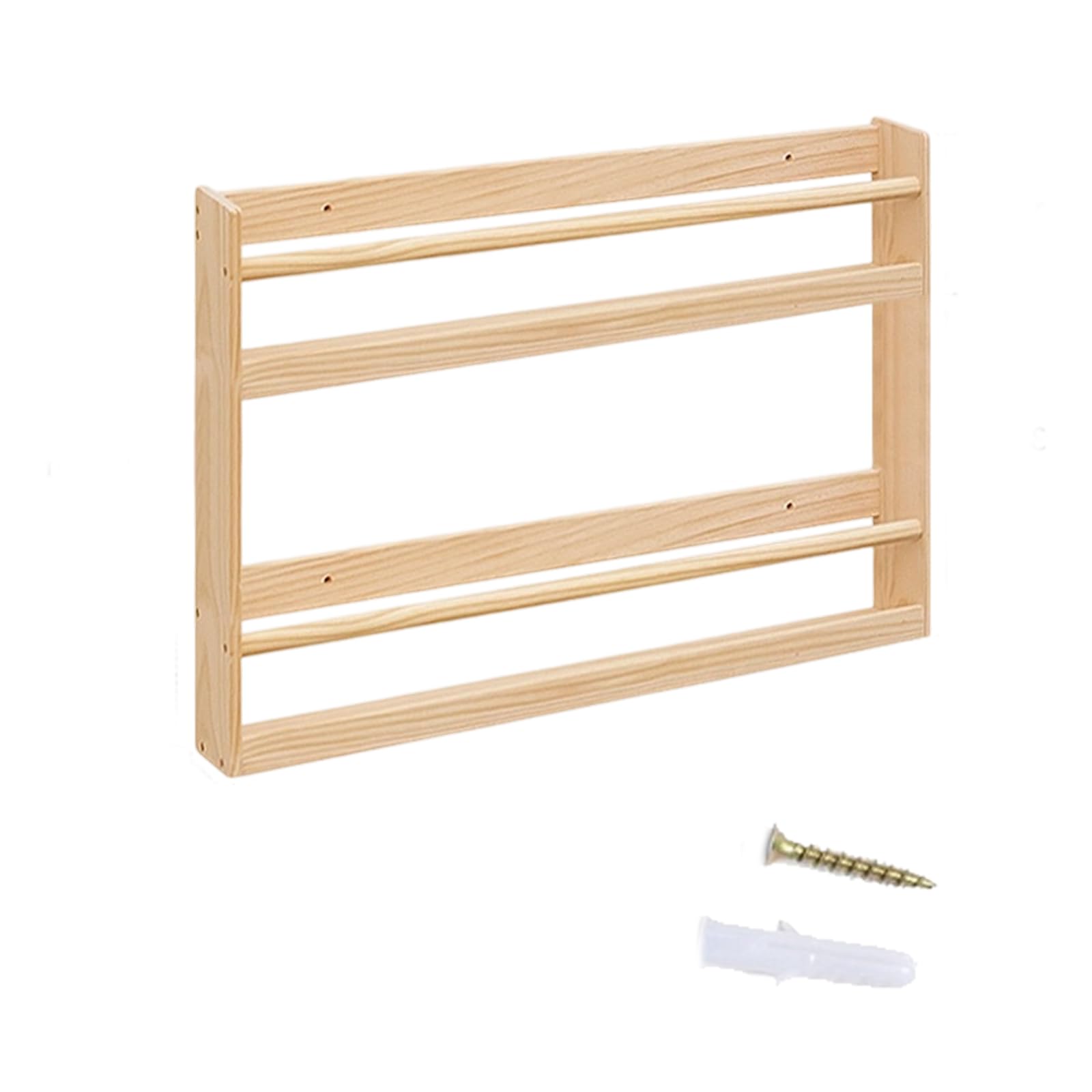 Tsophreniq Floating Wall Bookshelves with Rails: Natural Wood Nursery Shelves for Living Rooms, Study & Kids Rooms Easy Mount Shelf