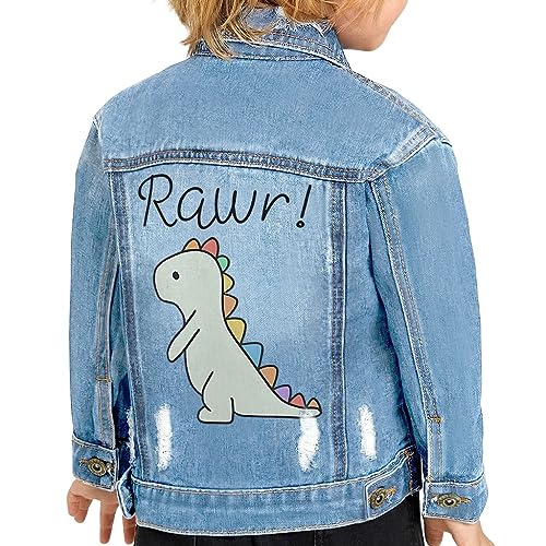 Rawr! Cute Dino Toddler Denim Jacket - Dinosaur Themed Stuff - Gift from Mother