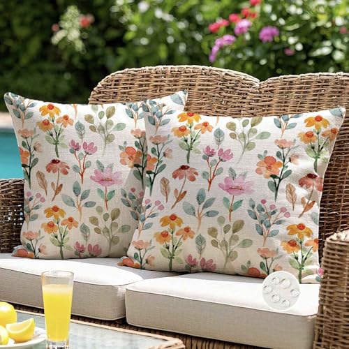 ViaElayu Housse Coussin Exterieur Impermeable 40x40 Fleurs Fleur Feuille Décoratif Taie d'oreiller Decoration Boheme Housse de Coussin Exterieur Impermeable...