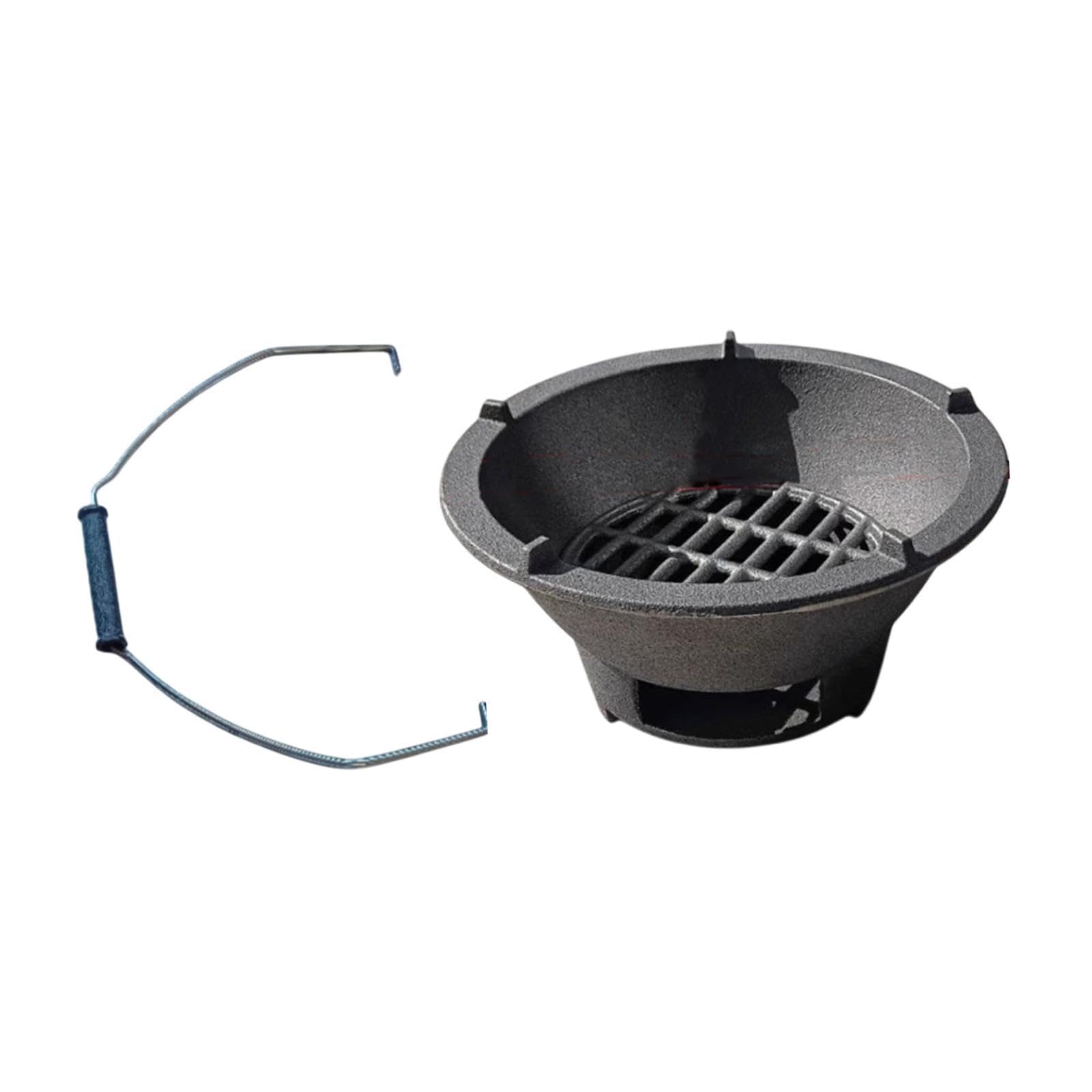 Qianly de Hierro Fundido Portátil Parrilla de Carbón Compacta para Cocina Y Barbacoa Mini Herramienta para Picnic Y Jardín Adecuada para Restaurant, 20 CentÍmetros