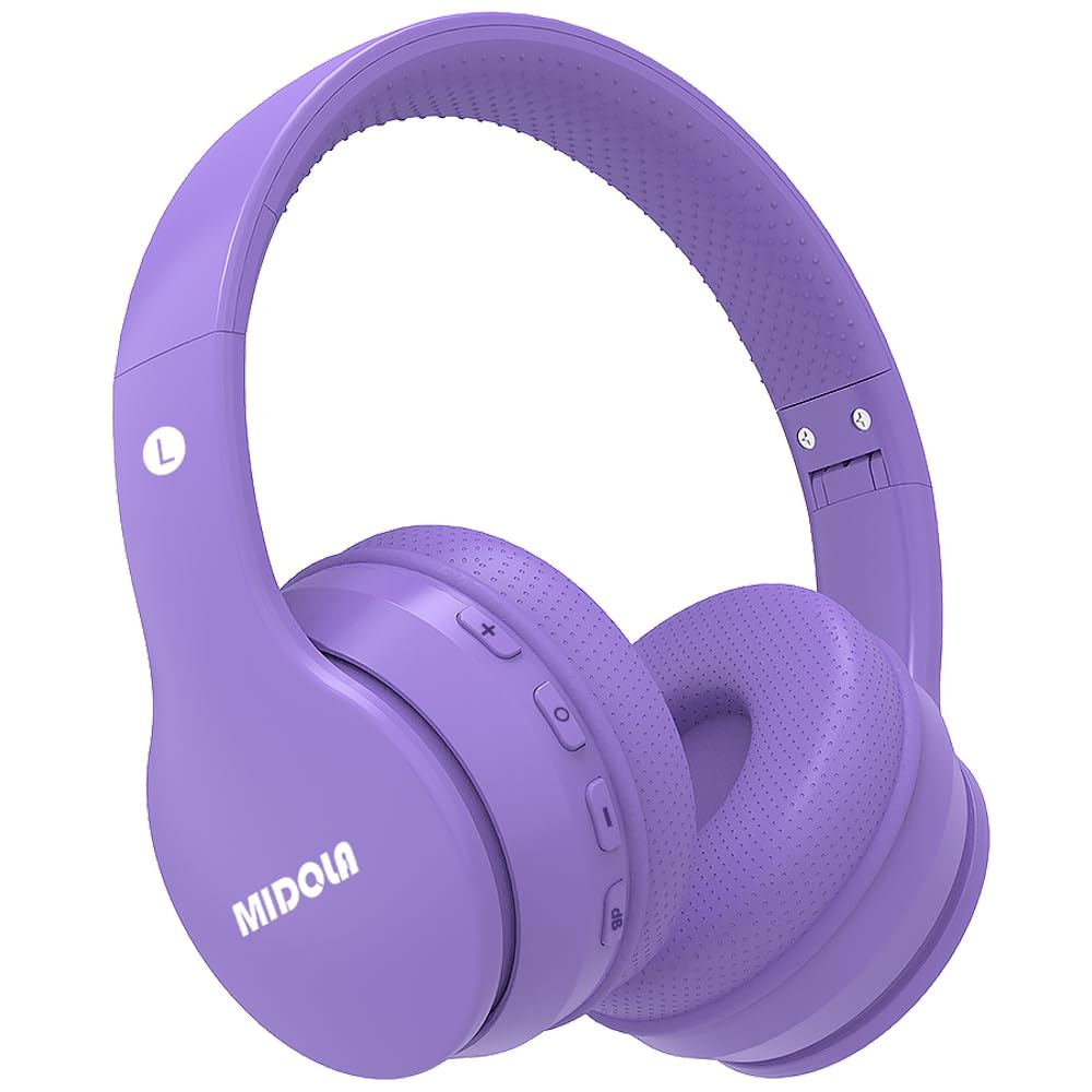 MIDOLA Kids Headphones Bluetooth Wireless 68H Play Time Volume Limit  85/94dB Over-Ear Foldable Headset,Type-C Fast Charging,Wired Aux Mic