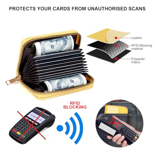 Image of Credit Card Wallet, RFID Card Case Wallet, Zipper Card Cases Holder for Men Women, RFID Blocking, KeyChain Wallet, Compact Size Card Organizer Case for Women