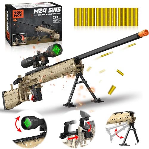 YWFSFZ Building Blocks Gun Model Toys for Adults, 1388 Pcs 1:1 M24 Building Set Guns Model Toys for Adults Boys Teens Age 12+, Collectible Building Blocks Gift for Military Enthusiasts