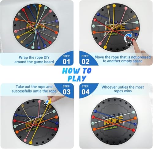 Image of Rope Untangling Puzzle Game for Kids & Adults - 10 in 1 Twisted Rope Brain Teaser Board - Logic Strategy Game for Family, Travel, Party Fun - Educational Toy(Rope Untangling Puzzle Game)