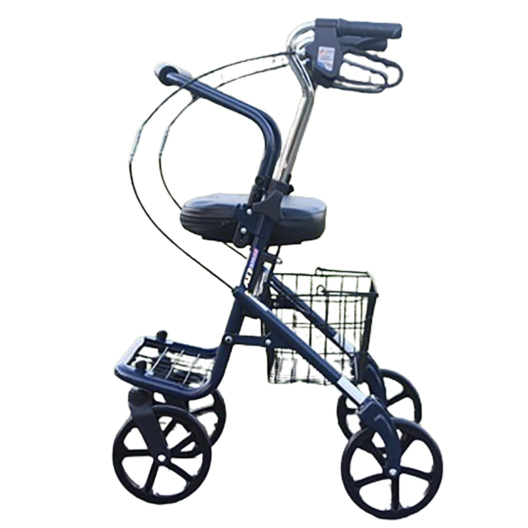 Andadores para Ancianos 4 Ruedas,andador para exteriores,Andador plegable ligero,con Asiento, cesta y 4 ruedas,altura ajustable,Rollator plegable para todos los terrenos A
