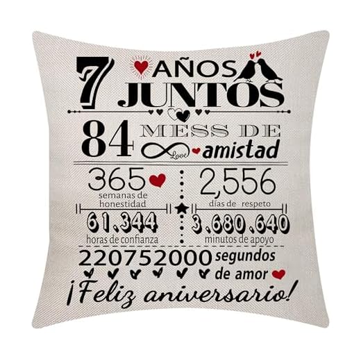 7mo Aniversario de Boda Funda de Cojín 18x18 Pulgadas 7 Años de Matrimonio Regalo para Parejas Padres Esposo Esposa Amigos Aniversario de Boda(7)