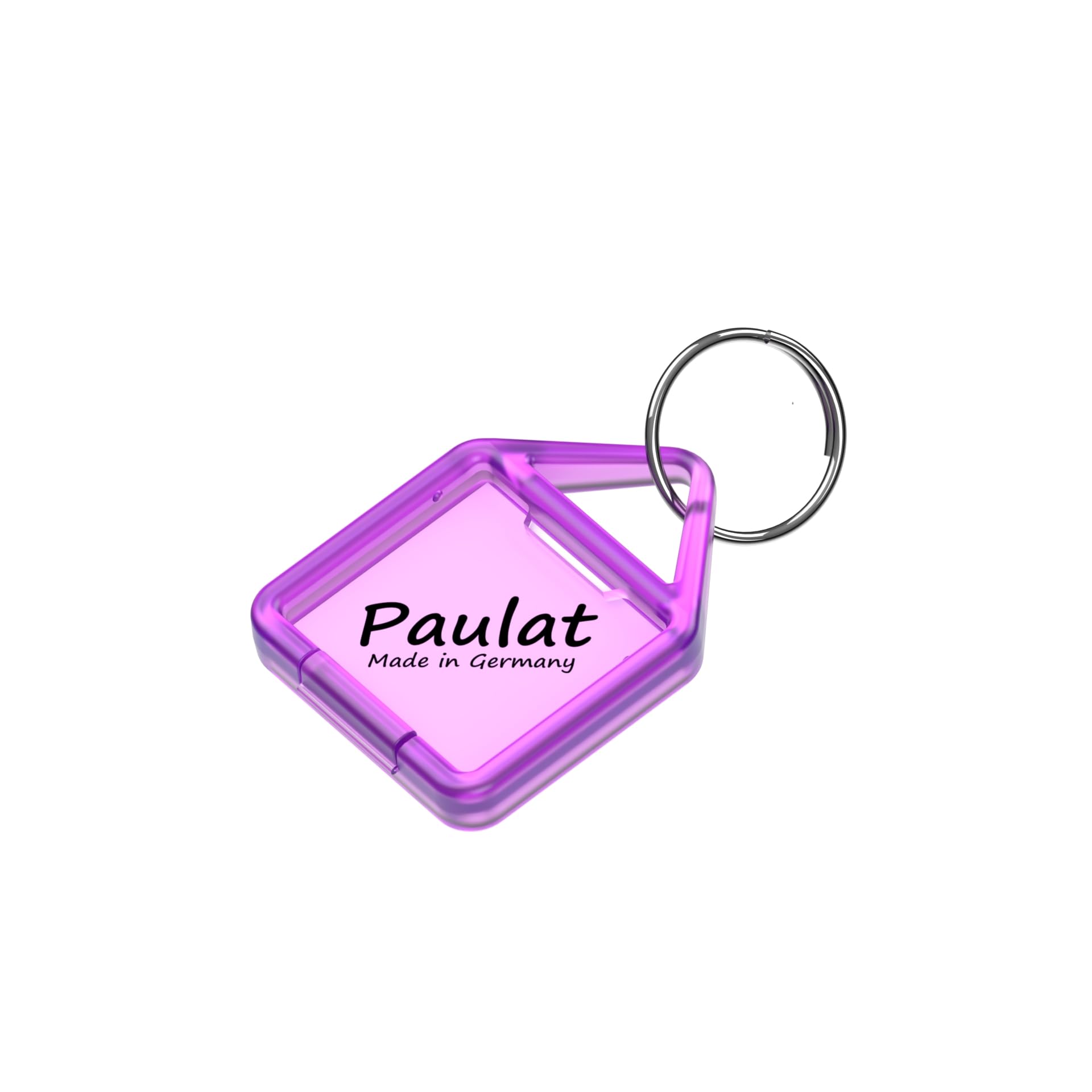 Paulat Schlüsselanhänger Nr. 14 (klein) aufklappbar, 20 oder 50 Stück, aus Kunststoff mit Ring, beidseitig lesbar & beschriftbar, in 8 Farben wählbar (20 Stück, transparent-violet (26))