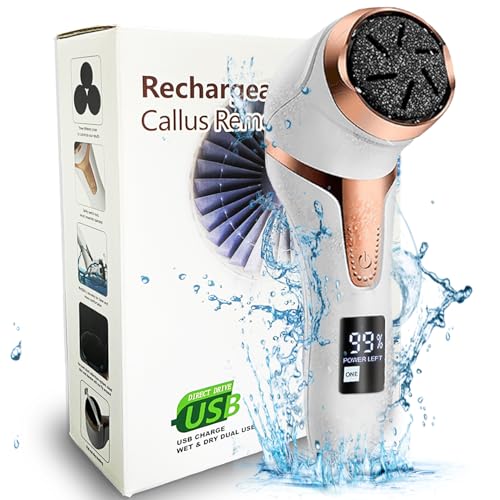 Electric Callus Remover for Feet (with Dander Vacuum) Portable Pedicure Kit Foot File Callus Remover Rechargeable Waterproof Foot File for Foot Care Deadskin Remover with 3Head&LCD Display