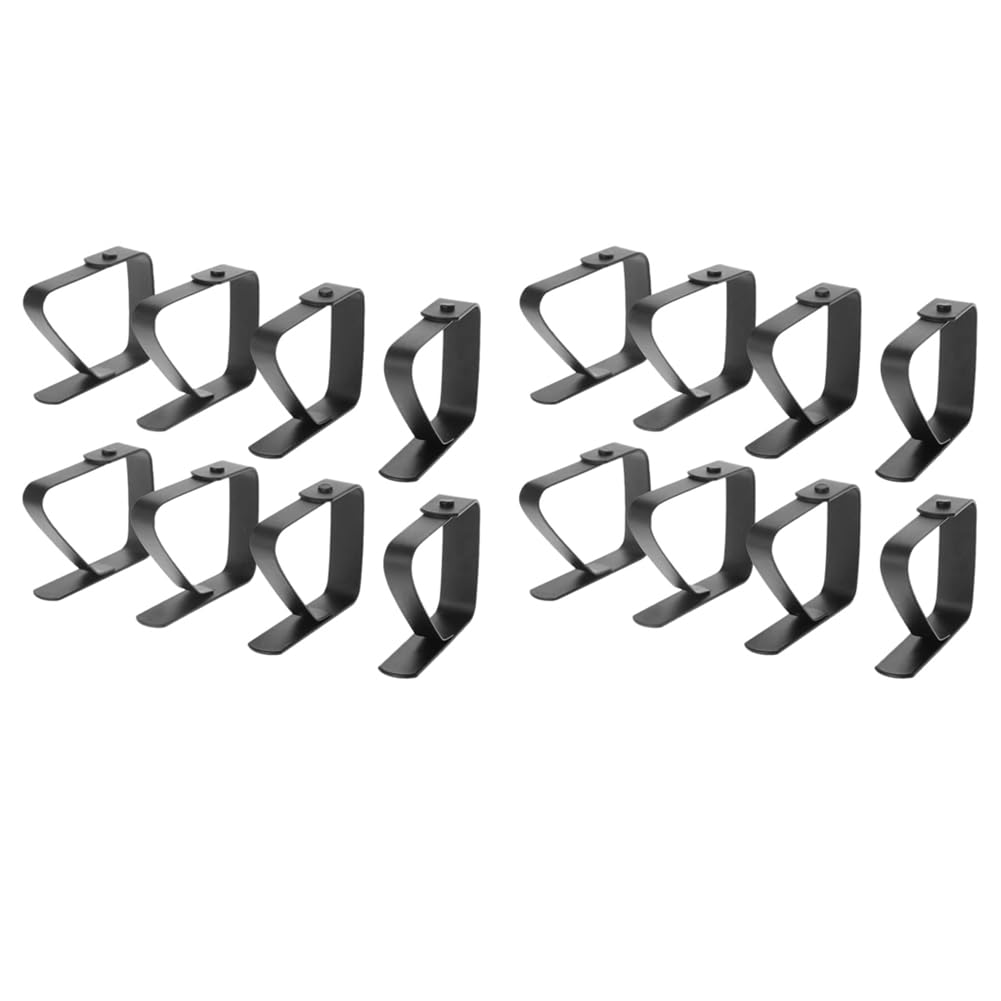 Hndhbfgrt 16 Pack Stainless Steel Tablecloth Clips Black Picnic Tablecloth Clips Adjustable Anti-Skid Fixed Clip