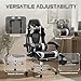 DUMOS Ergonomic Gaming Office Desk Chair with Footrest, Height Adjustable 360° Swivel Computer Video Game Chair with Headrest and Lumbar Support, Black White