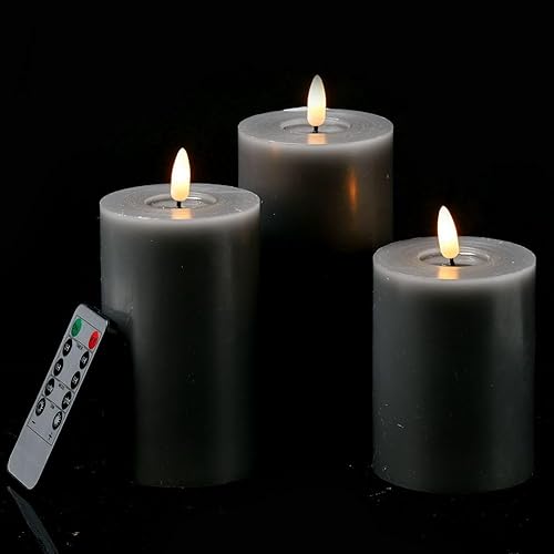 Juego de 3 velas de pilar de 3 pulgadas de altura, 4 pulgadas, 5 pulgadas, 6 pulgadas, sin llama, parpadeantes, con control remoto, para decoración