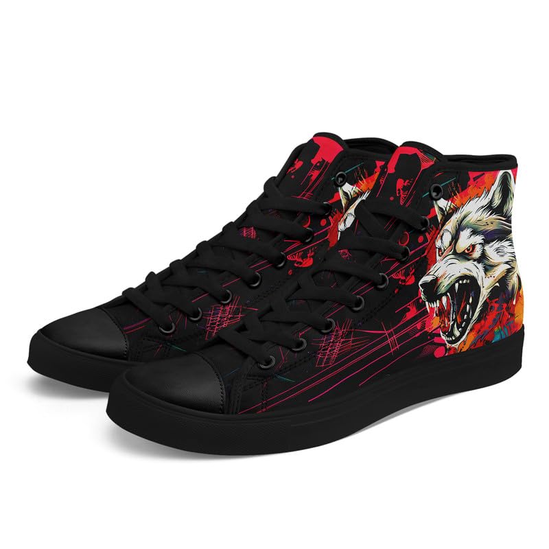 Skull High Top Sneaker for Men Women Fashion Rose Gothic Black Canvas Shoes Unisex Lace Up Casual Tennis Walking Flat Shoes2
