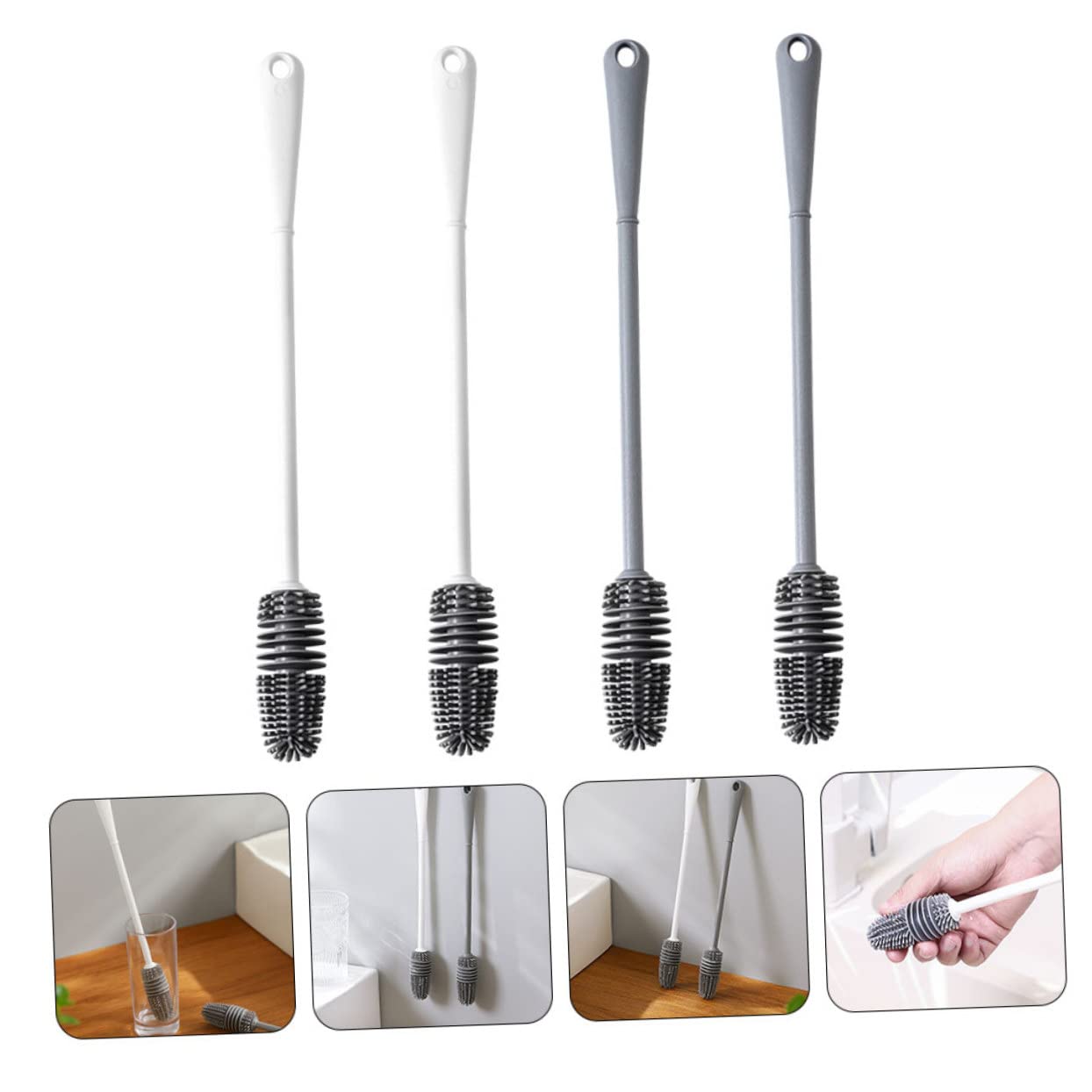 Cepillo para lavavajillas para limpieza de vasos y botellas, limpiador de vasos de cocina, cerdas de silicona, mango de fácil agarre, limpiador eficaz de ojos para cristalería y vasos