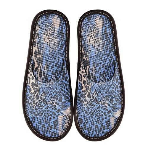 KLL Spa Shower Slippers Indoor Ultralight Cute Open-toe Slip-on Home Shoes for Party Travel Guests 9-10 Animal Print Style Aliceblue