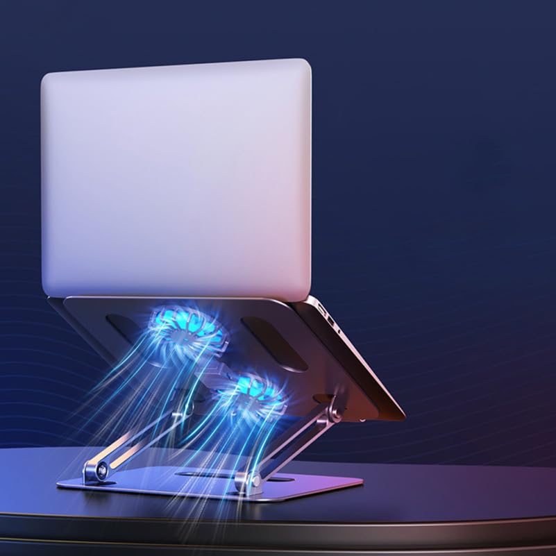 NUOBESTY Soporte Refrigerador PortáTil Ajustable con Doble Ventilador Turbina De Gran DiáMetro Y Base Ventilada para Laptop Y Tableta Compatible Enfriador USB para Juegos Y Uso Diario