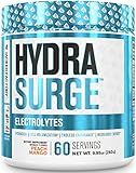 HYDRASURGE Electrolyte Powder - Hydration Supplement with Key Minerals, Himalayan Sea Salt, Coconut Water, More - Keto Friendly, Sugar Free & Naturally Sweetened - 60 Servings, Peach Mango