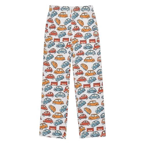 ALAZA Graffiti Painting Car Pajamas Bottoms with Pockets Comfy Pjs Sleepwear Elastic Waistband Pajamas Pants Lounge Pants for 6-14 Years