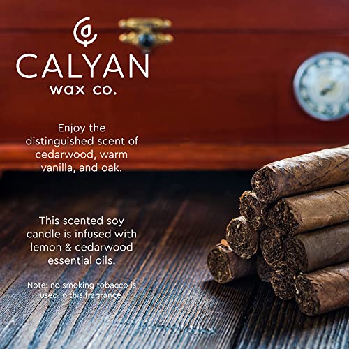 Calyan Wax Soy Wax Candle, Cedar & Tobacco Scented Candle For The Home | Premium Candle With Essential Oils | 10.2 Oz 75 Hour Burn Time | Soy Candle In Matte Black Jar | Gift For Men #TOP2